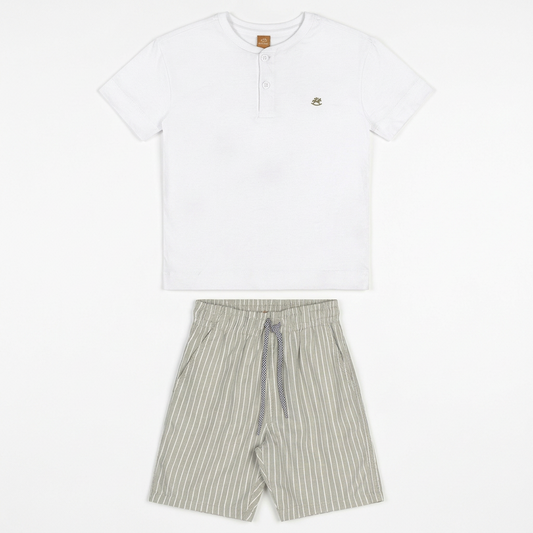 Set conjunto camisa blanca short gris Up Baby 47231-000101