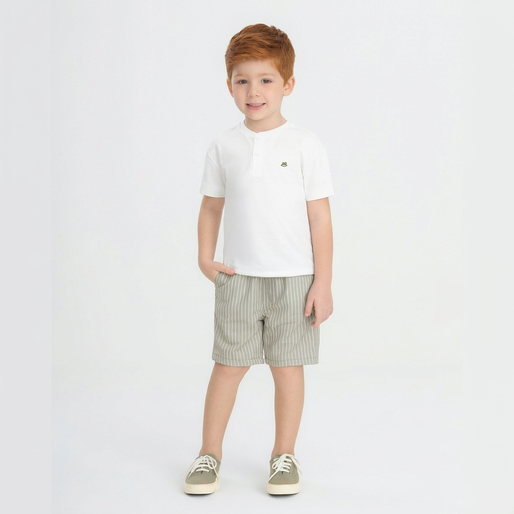 Set conjunto camisa blanca short gris Up Baby 47231-000101