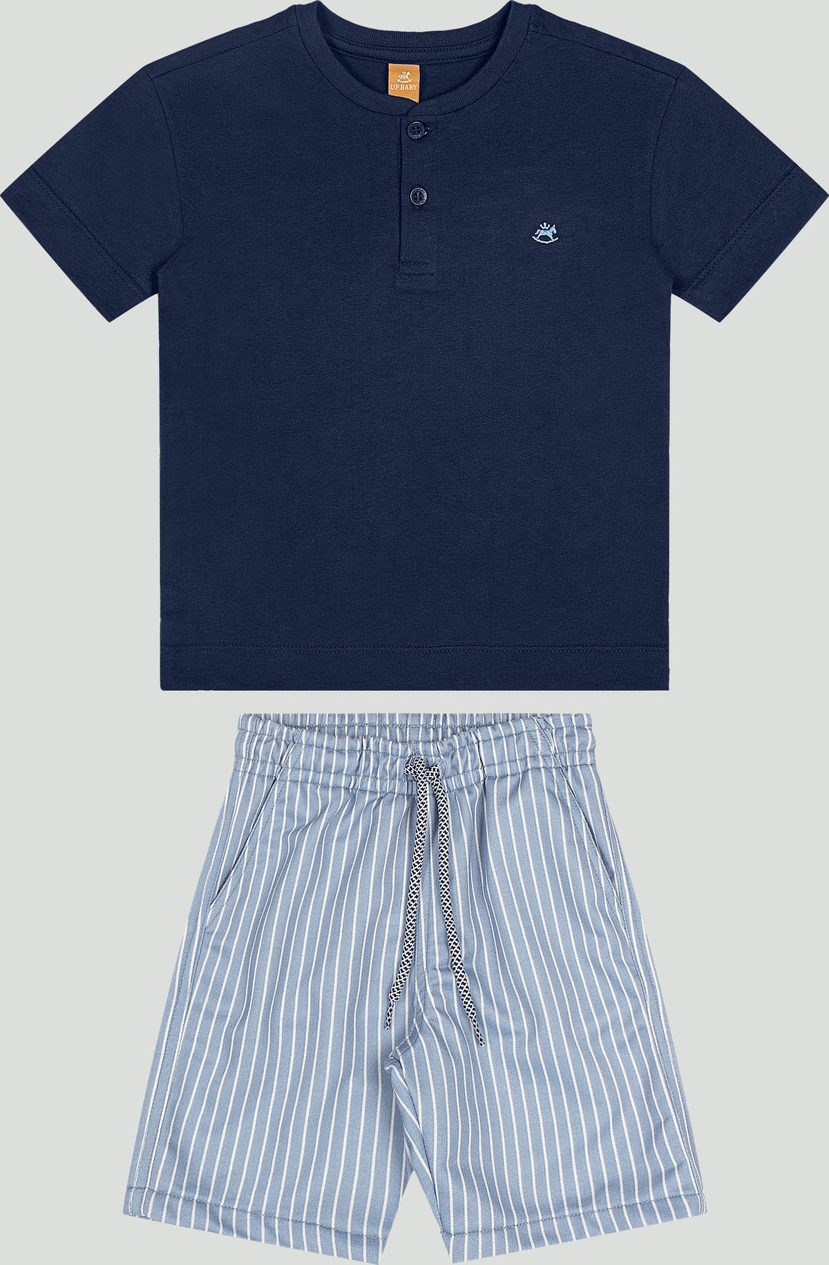 Set conjunto camisa henley azul short rayasceleste Up Baby 47231-193921