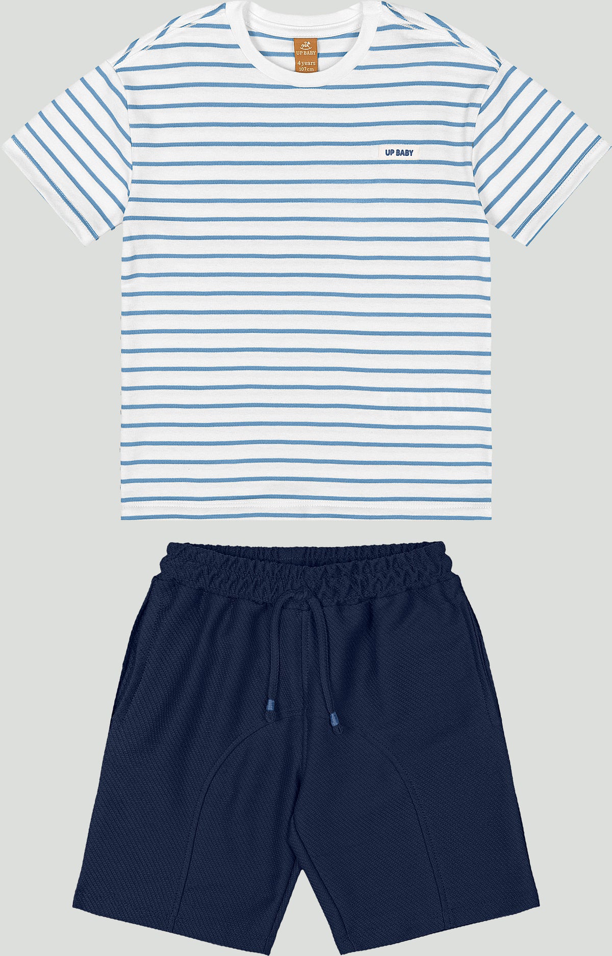Set conjunto  camisa rayas azul short azul oscuro Up Baby 47232-000101