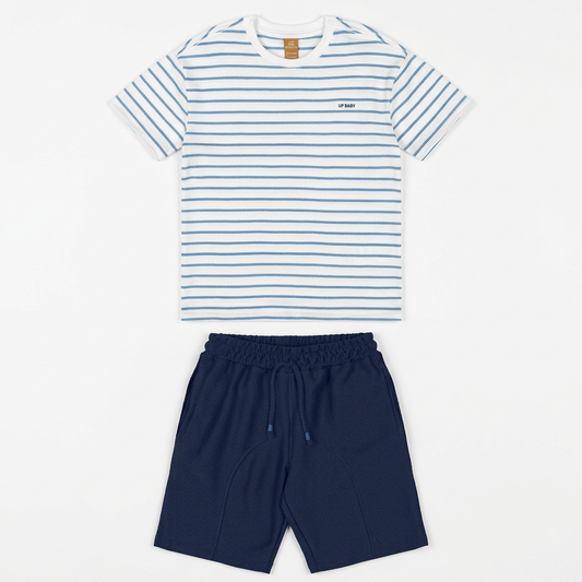 Set conjunto  camisa rayas azul short azul oscuro Up Baby 47232-000101