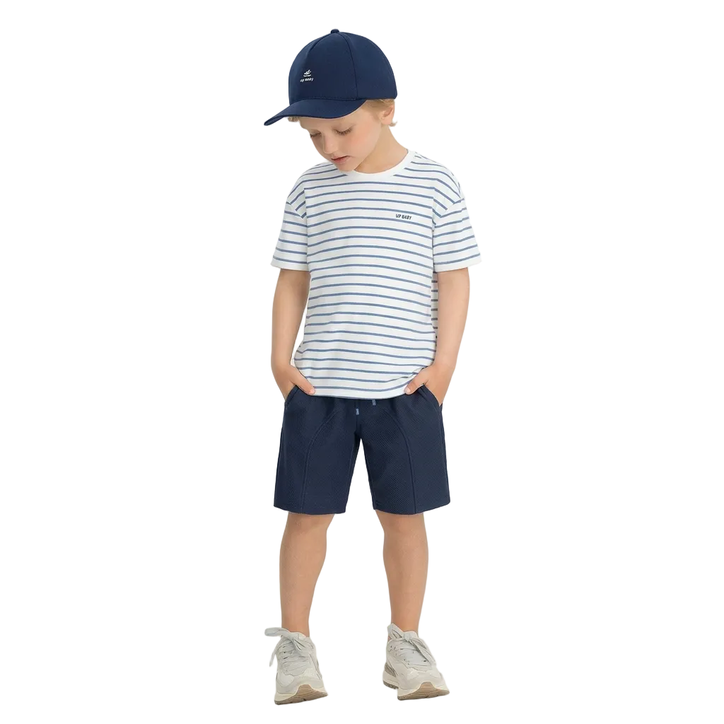 Set conjunto  camisa rayas azul short azul oscuro Up Baby 47232-000101