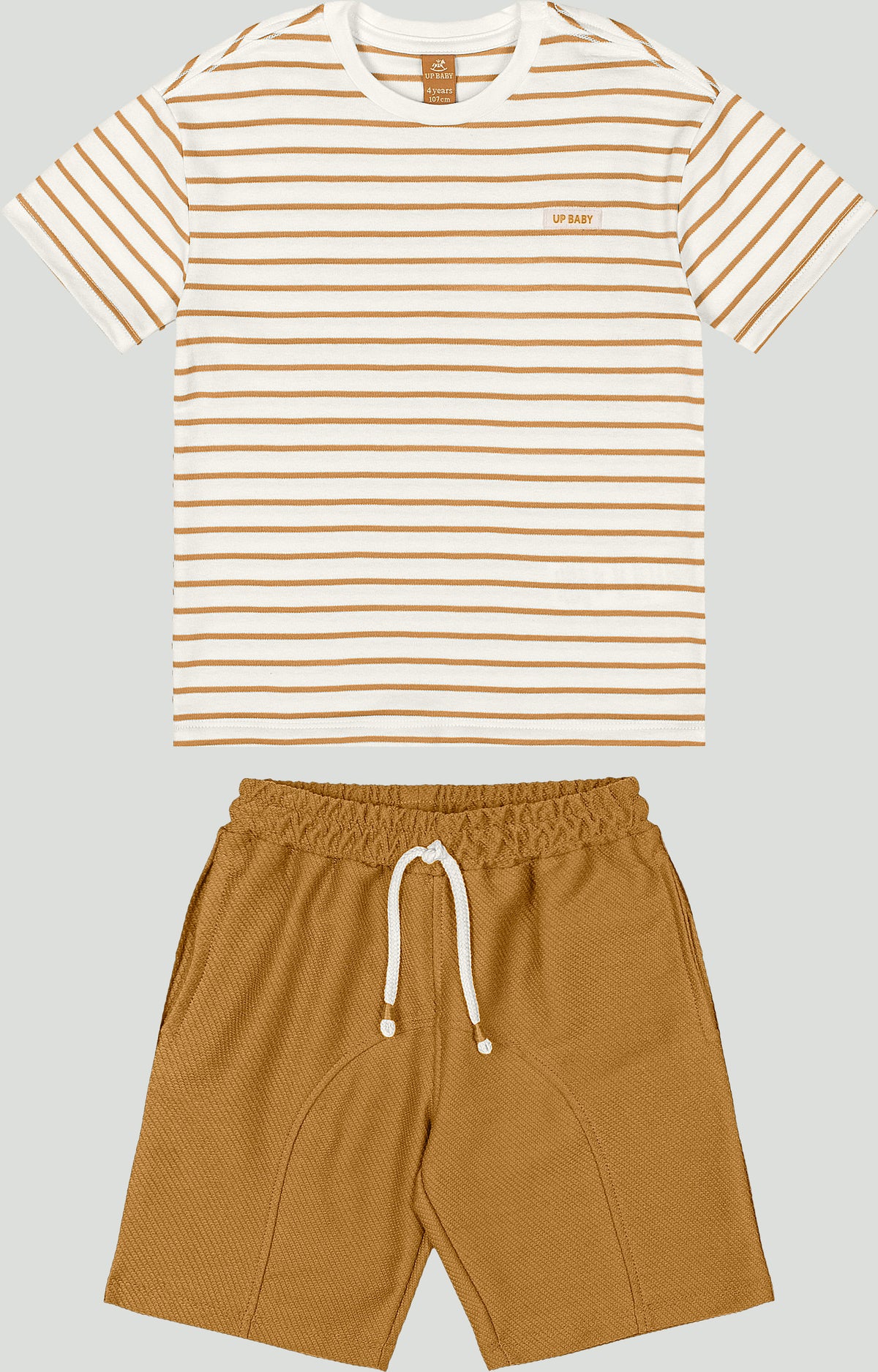 Set conjunto camisa rayas cafe short cafe niño Up Baby 47232-000106
