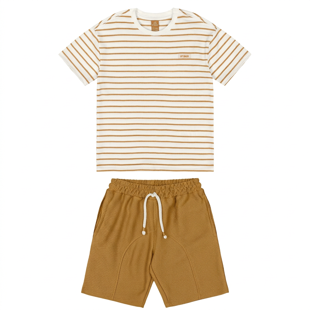 Set conjunto camisa rayas cafe short cafe niño Up Baby 47232-000106
