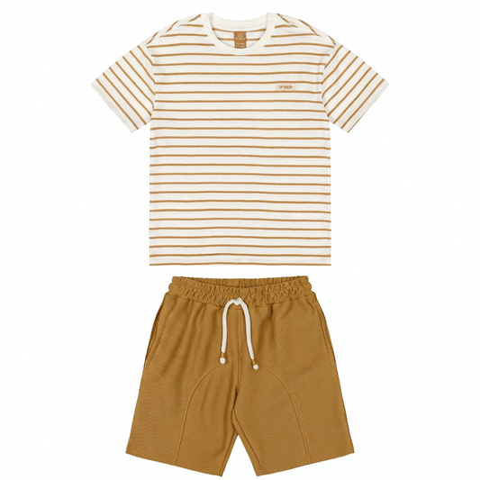 Set conjunto camisa rayas cafe short cafe niño Up Baby 47232-000106