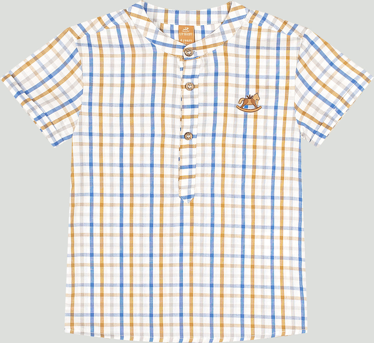 Set conjunto camisa formal cuadros rayas azul short cafe niño Up Baby 47235-174139