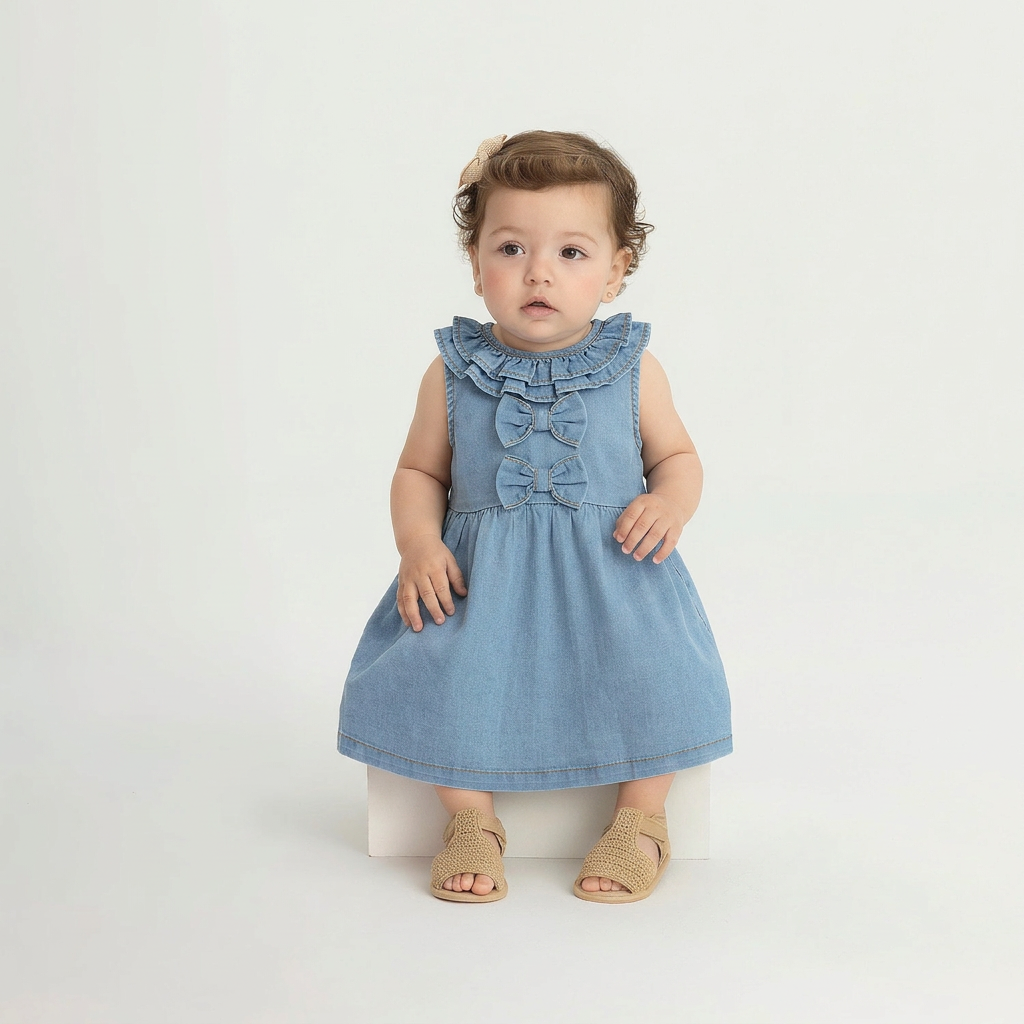Vestido azul jeans chongo coquette bebe niña Up Baby 47267-184036