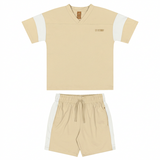 Set conjunto deportivo camisa short beige niño Up Baby 47284-140721