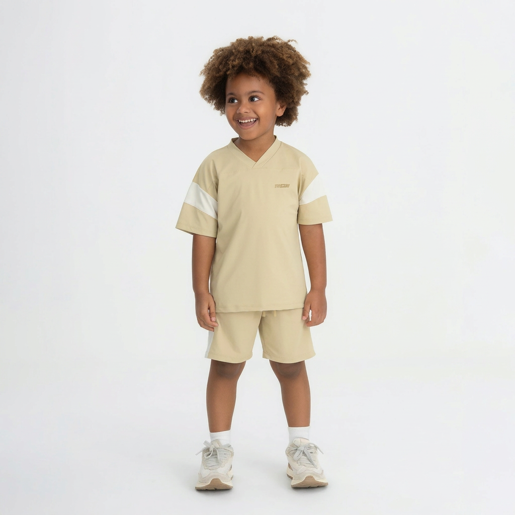 Set conjunto deportivo camisa short beige niño Up Baby 47284-140721