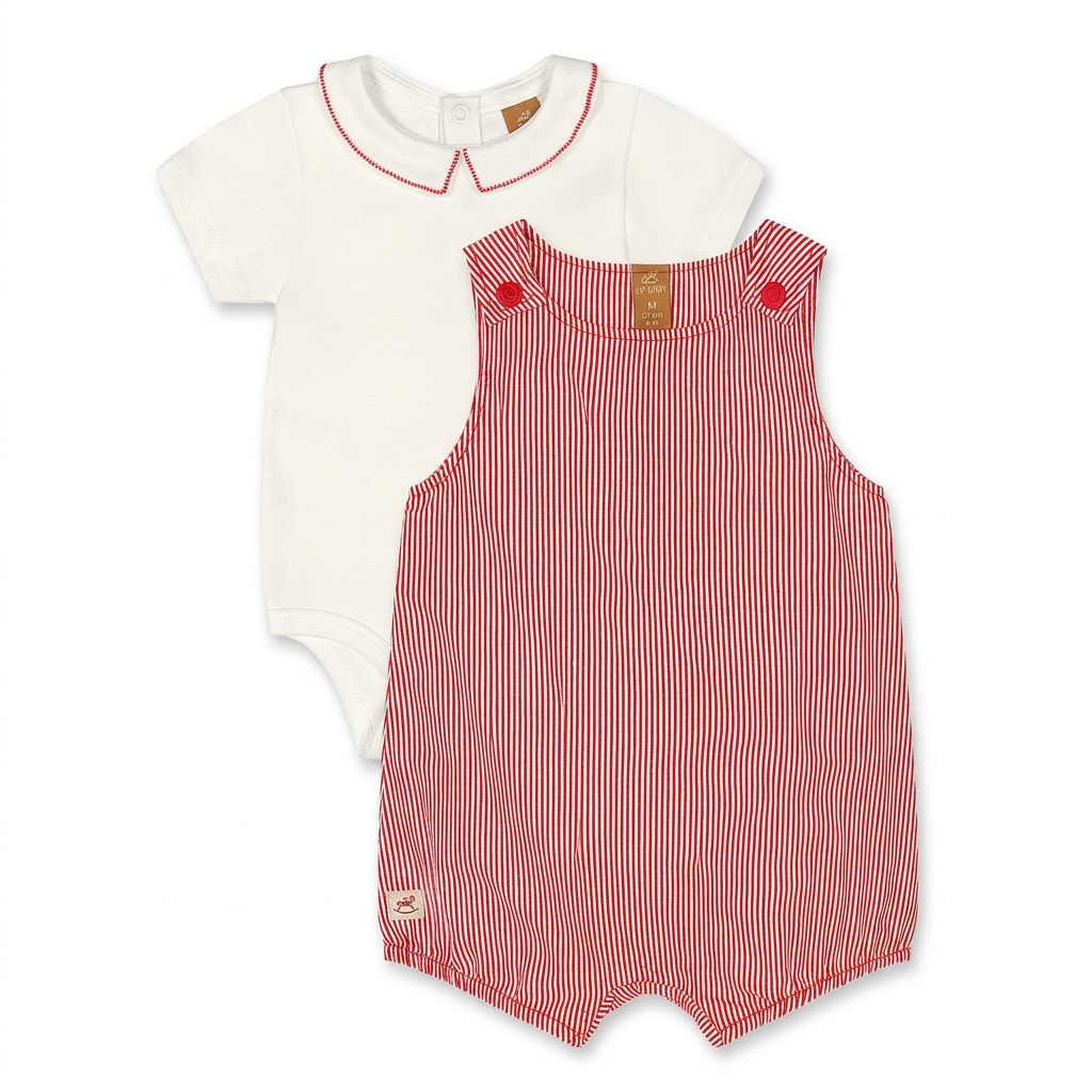Set conjunto mameluco overall rojo bebe niña Up Baby 47379-181660 coello español