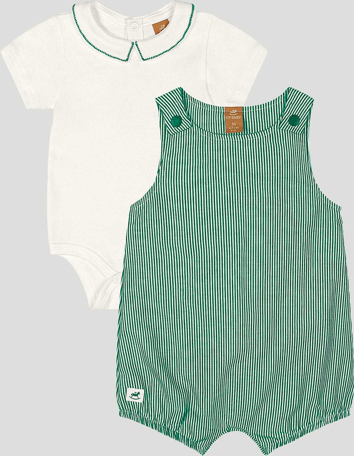 Set conjunto mameluco overall verde bebe niña Up Baby 47379-185845 coello español