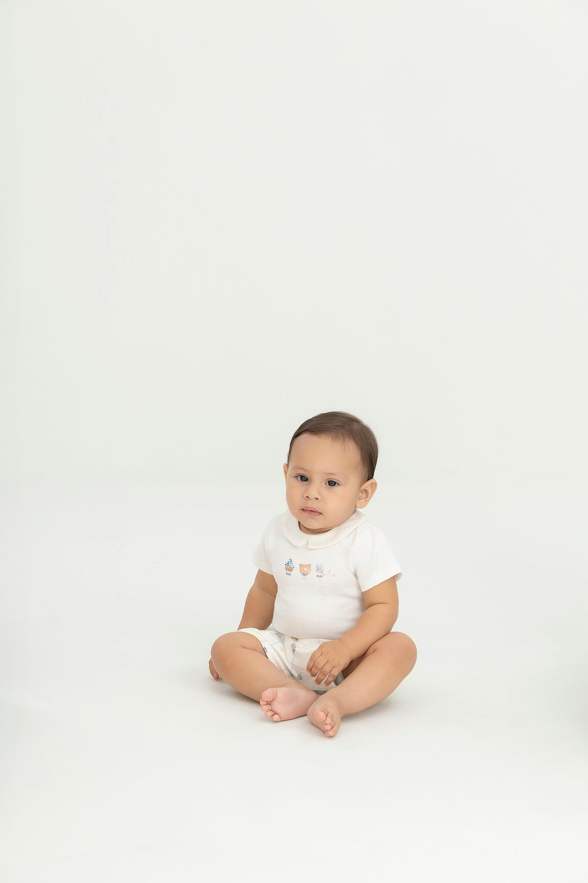 Set conjunto mameluco blanco short blanco bebe niño Up Baby 47394-000106 coello español
