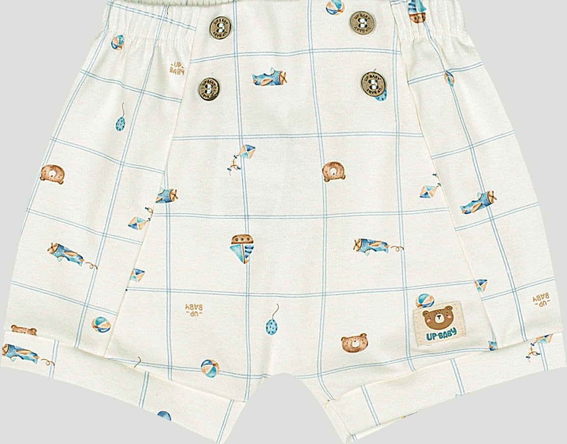 Set conjunto mameluco blanco short blanco bebe niño Up Baby 47394-000106 coello español