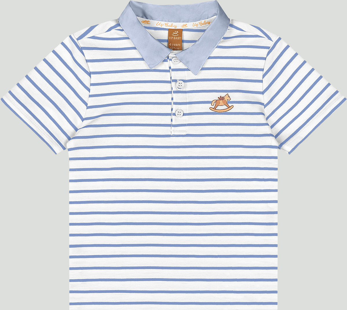 Set conjunto camisa blanca azul rayas polo short niño Up Baby 47399-000101