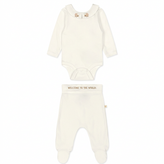 Set mameluco pantalon blanco bebe unisex niño niña Up Baby salida hospital 47402-000106