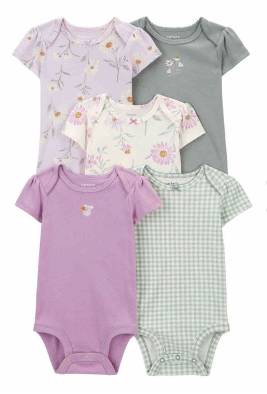 Set 5 piezas mamelucos carters bebe niña