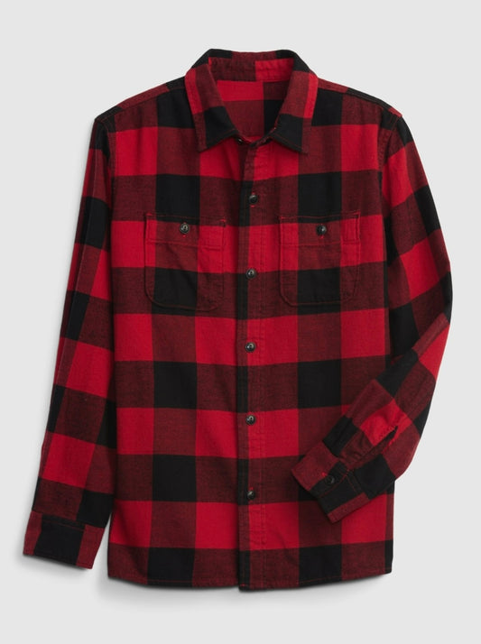 Camisa roja cuadros Gap Niño doble bolsa con botón 61547504