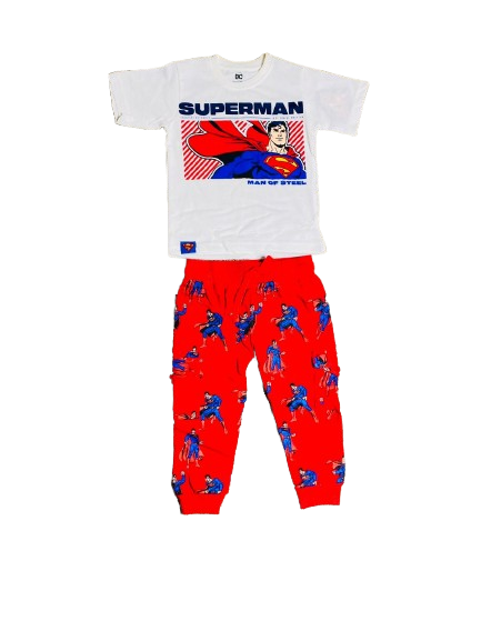 Set 2 piezas pijama superman camisa blanca niño