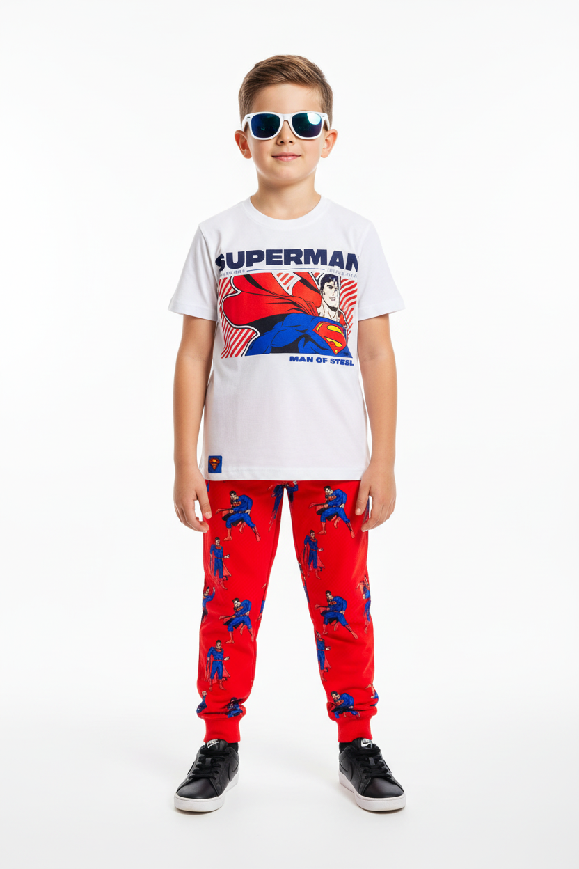 Set 2 piezas pijama superman camisa blanca niño C9-SM-1039N 490445