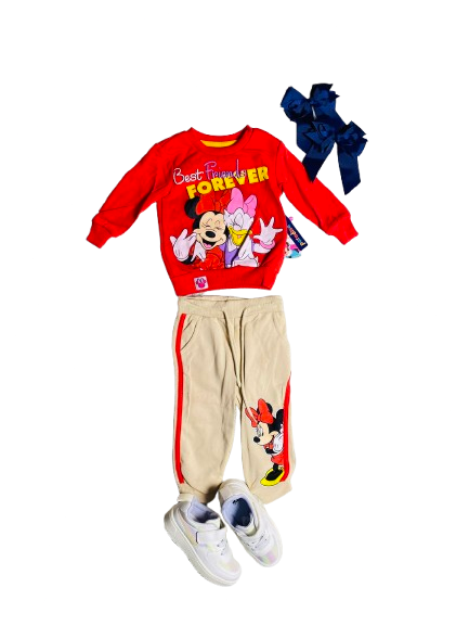 Set 2 Piezas pijama roja celeste Minnie Disney niña