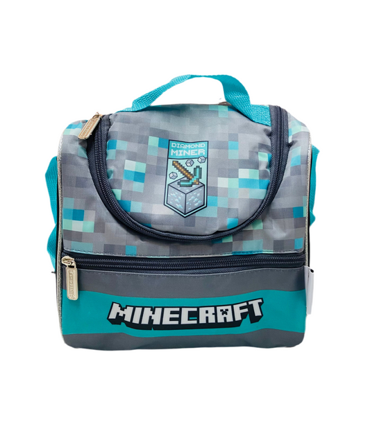 Lonchera Minecraft gris azul celeste M35-220222