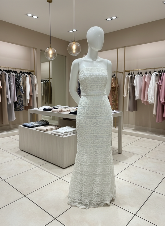 Vestido gala dama blanco novia talla 2