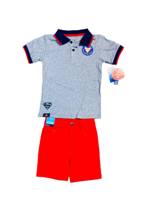 Set 2 piezas camisa gris short rojo superman Niño C9-SM-1072N