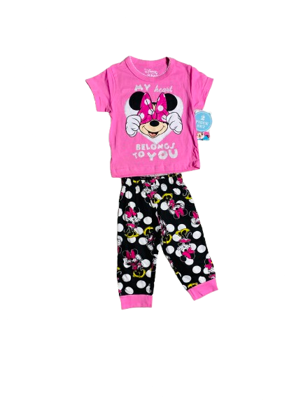 Set 2 Piezas pijama rosada fucsia Minnie Disney niña