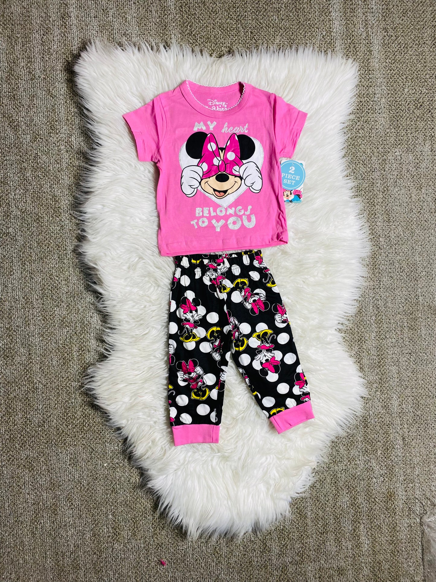 Set 2 Piezas pijama rosada fucsia Minnie Disney niña