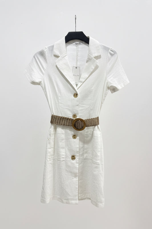 Vestido dama con faja blanco  CVD1210-22 590490