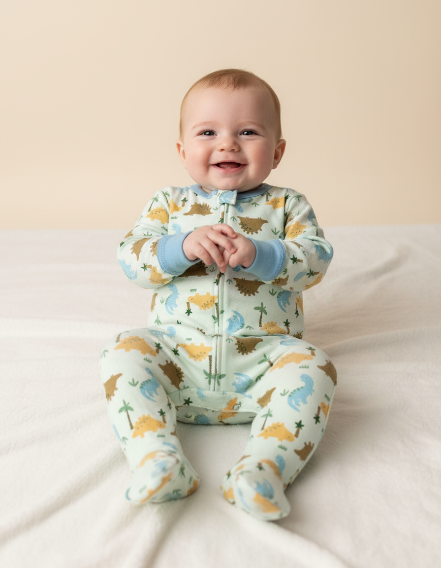 Pijama blanca dinosaurio bebe niño Tinytots D00438TT