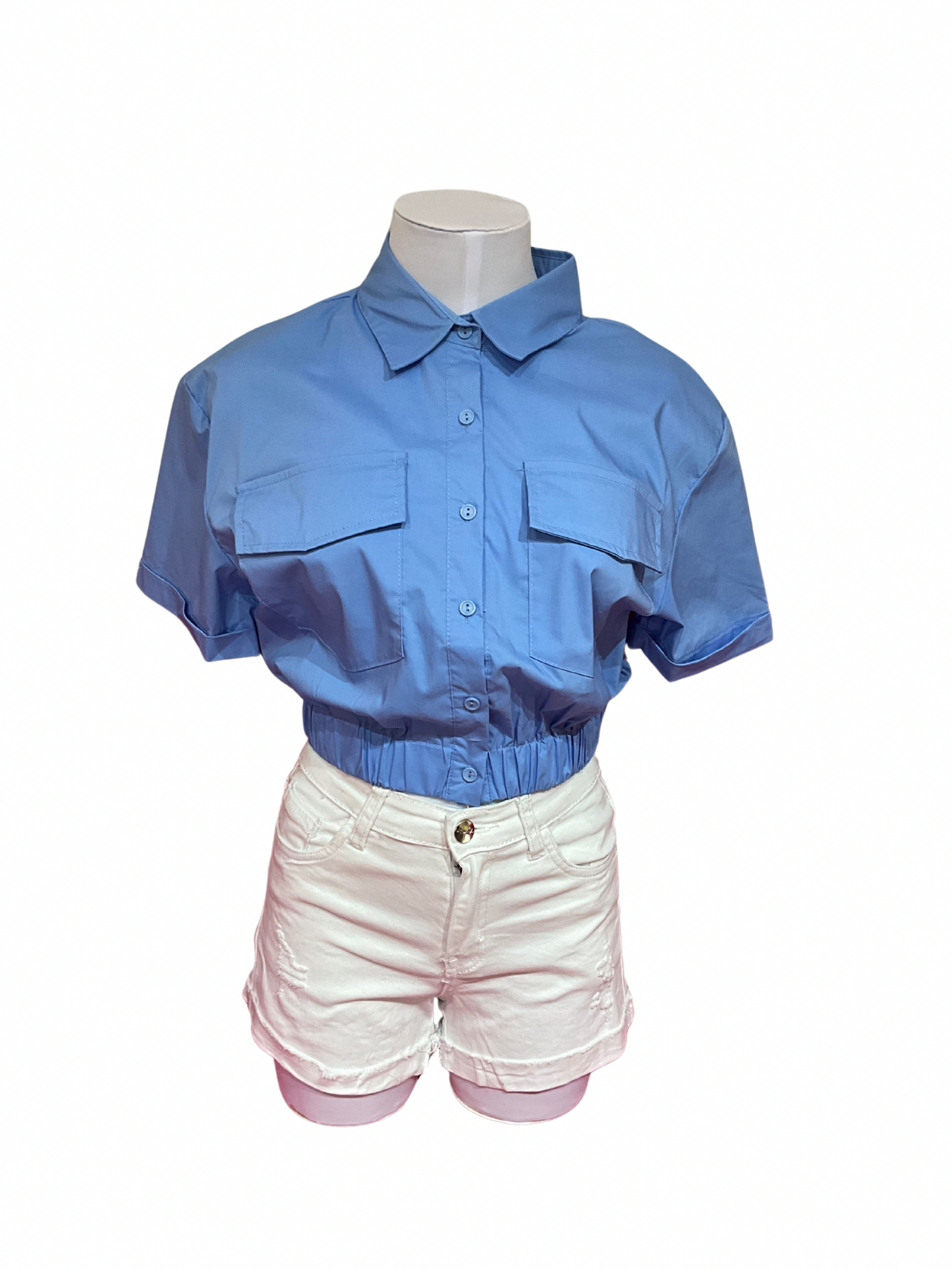 Camisa blusa dama coello bolsas Azul Z1-1377-A 490399 promo 3x1000