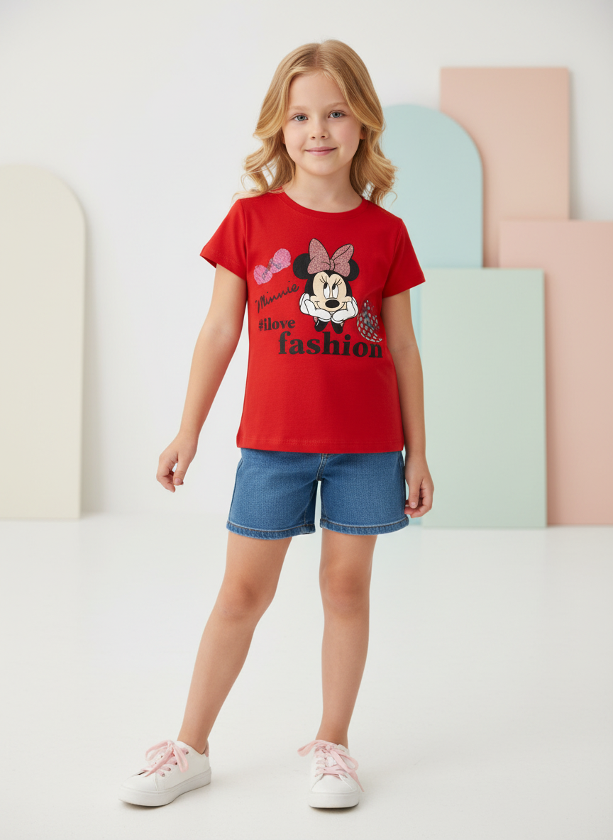 Camisa roja niña Minnie Disney MM-2405 promo 3x1000