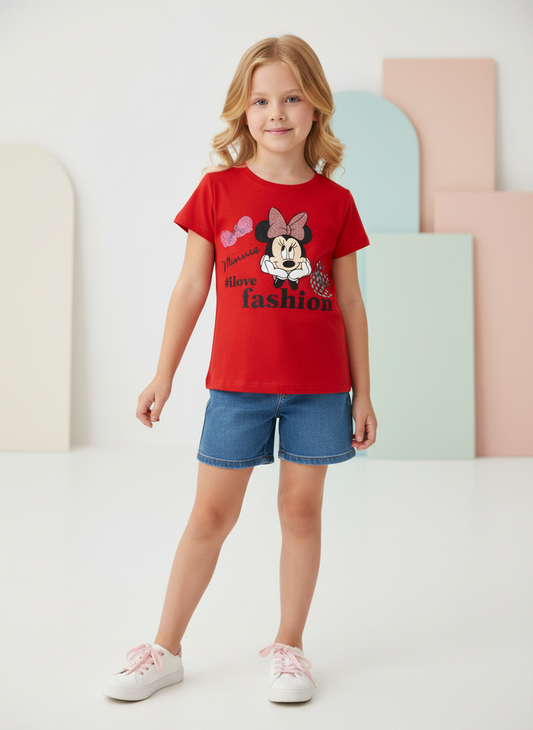 Camisa roja niña Minnie Disney MM-2405 promo 3x1000