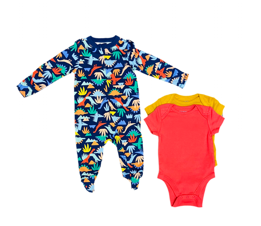 Set 3 piezas niño old navy mameluco pijama dinosaurio