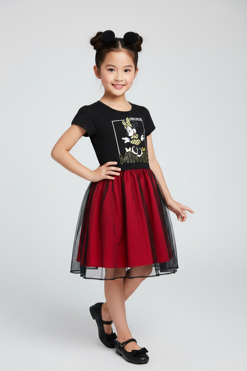 Vestido rojo negro niña Minnie Disney MM-2465 promo 2x1000