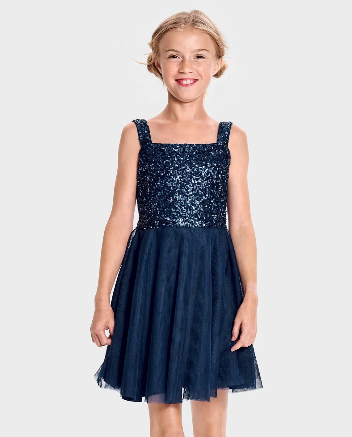 Vestido gala azul lentejuelas childrens place 49375728
