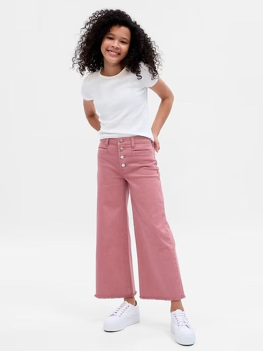 Pantalon rosado Jeans ancho Gap Niña Wide leg