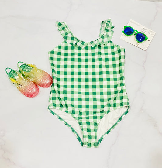 Traje de baño verde niña una pieza (solo traje)