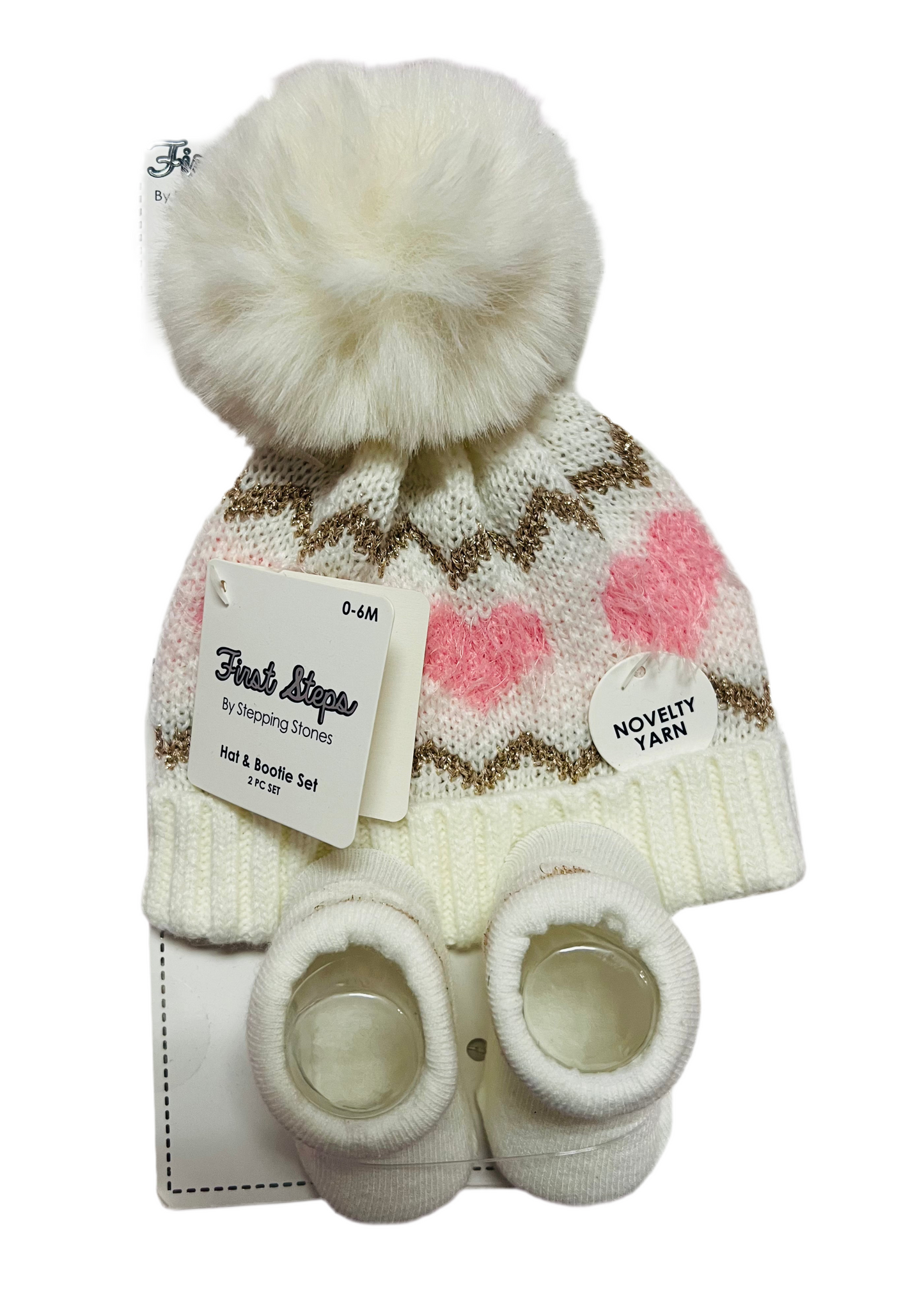 set 2 piezas gorro y calcetines blanco niña