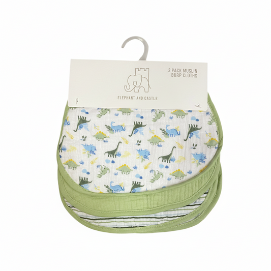 Set 3 toallas salivera para eructar bebe niño dinosaurio verde