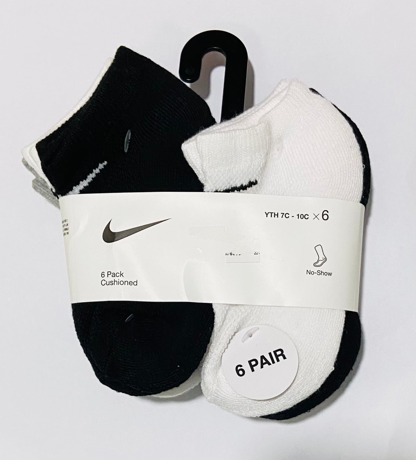 Calcetines set 6 pack cushioned negro gris blanco Nike No-Show niño.