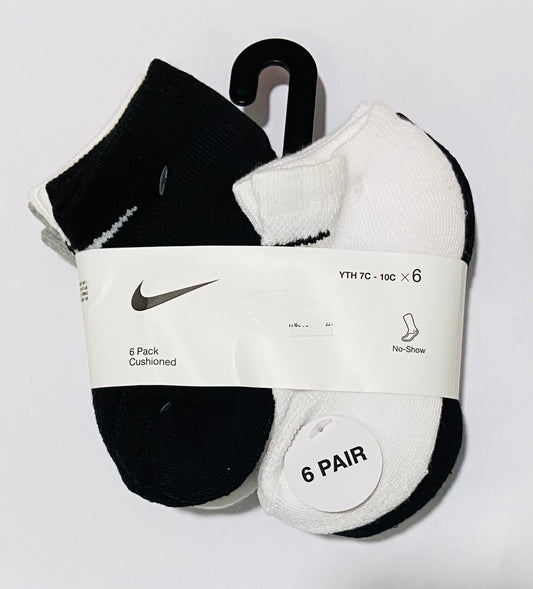 Calcetines set 6 pack cushioned negro gris blanco Nike No-Show niño.