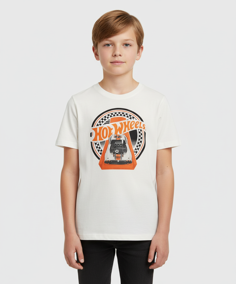Camisa blanca niño Hotwheels Disney HW-91425