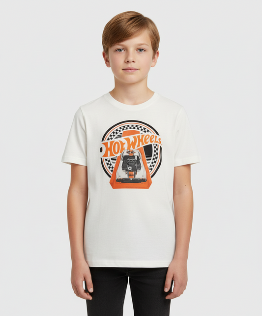 Camisa blanca niño Hotwheels Disney HW-91425