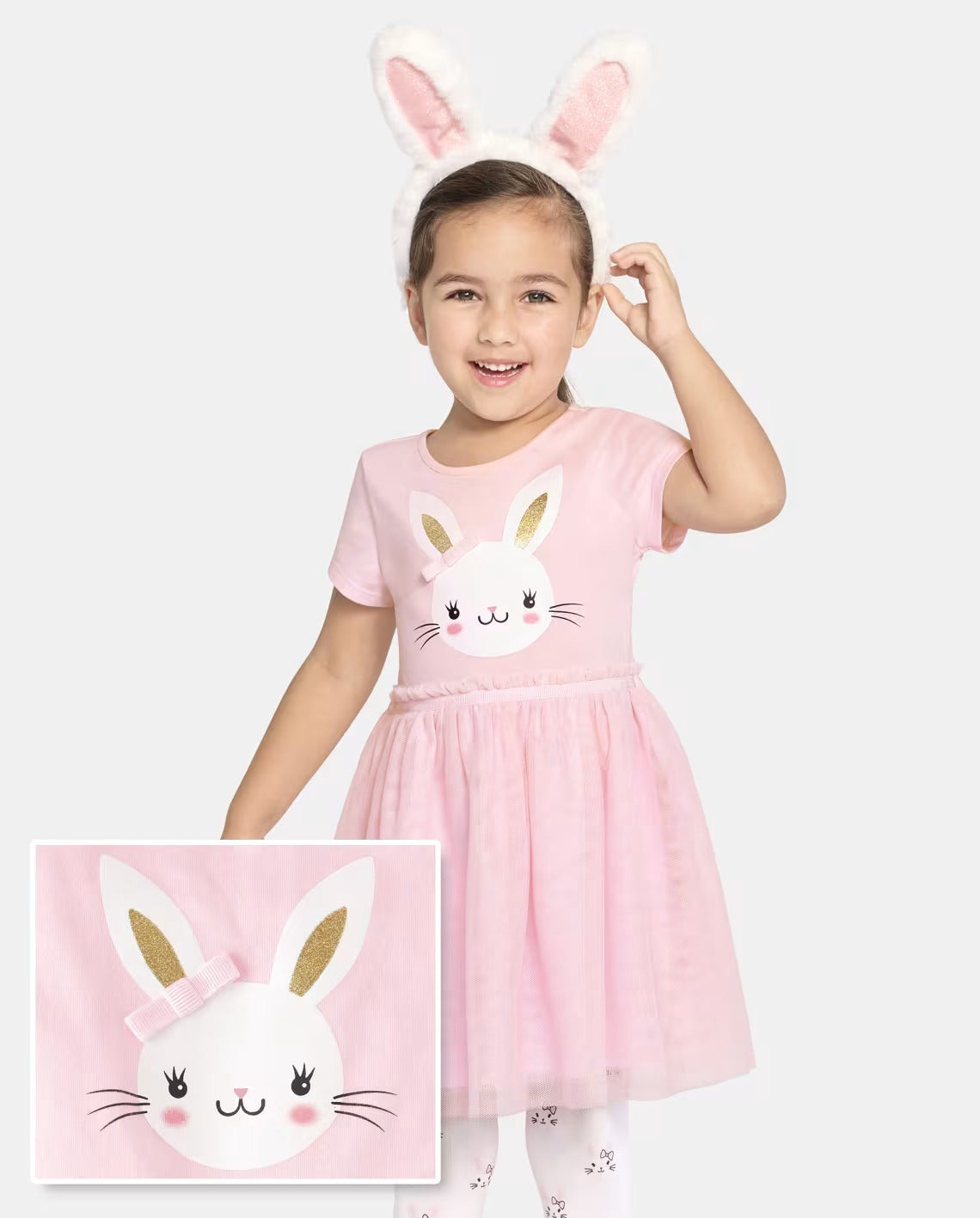 Vestido rosado conejo childrens place niña 87407856