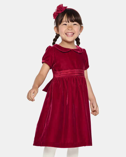 Vestido rojo vino niña Gymboree velvet chongo coello peter pan 13468656