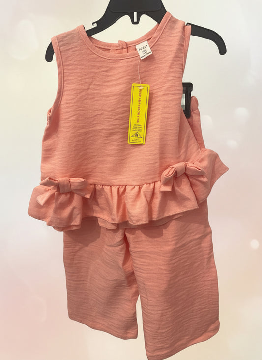 Set conjunto 2 piezas camisa pantaloneta rosada bebe niña sa25041731122660046