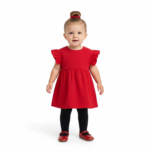 Vestido rojo bebe niña quimby 34149-191663 PROMO NAVIDAD 🎄