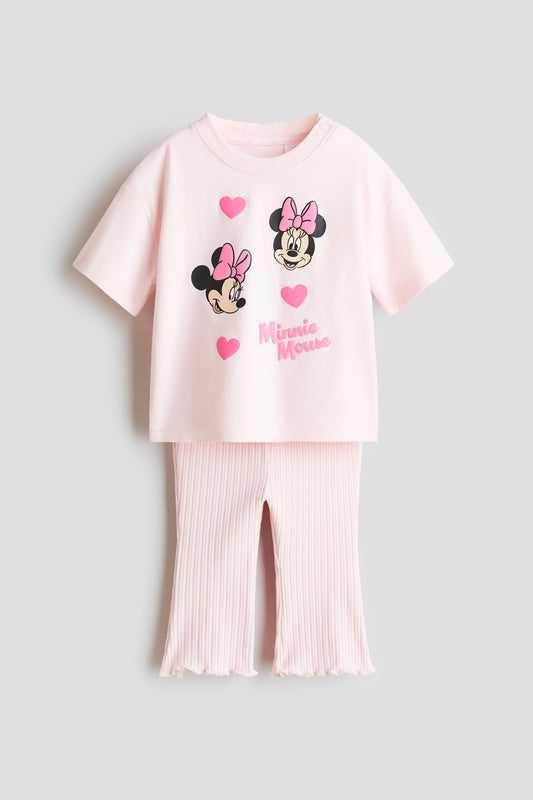 Set conjunto 2 piezas camisa pantalón rosado Minnie niña H&M 1327053002